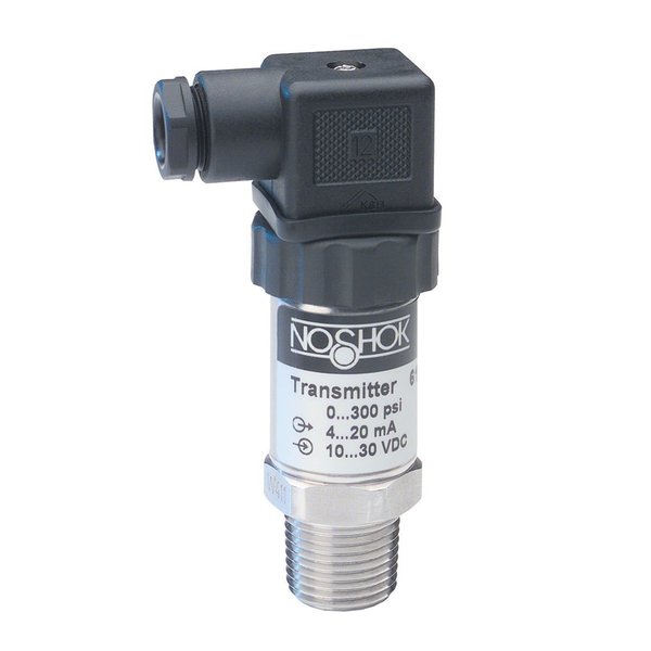 Noshok Pressure Transmitter, Wetted Materials: 316 SS, 0 psia to 60 psia, 0.125% Accuracy (BFSL), 4 mA to 20 mA Output, 1/4 NPT Male, Hirschmann 615-60A-2-1-2-8